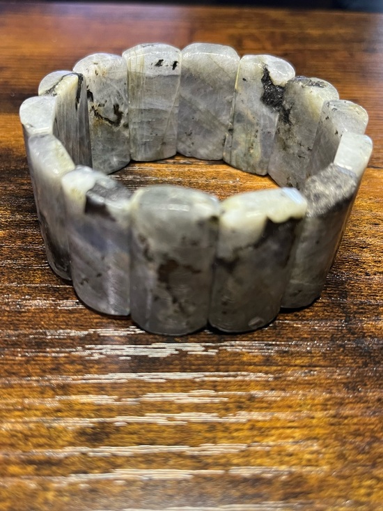 Handmade Jewelry - ✨ Natural Labradorite Slab Bracelet | Flash Labradorite Stretch